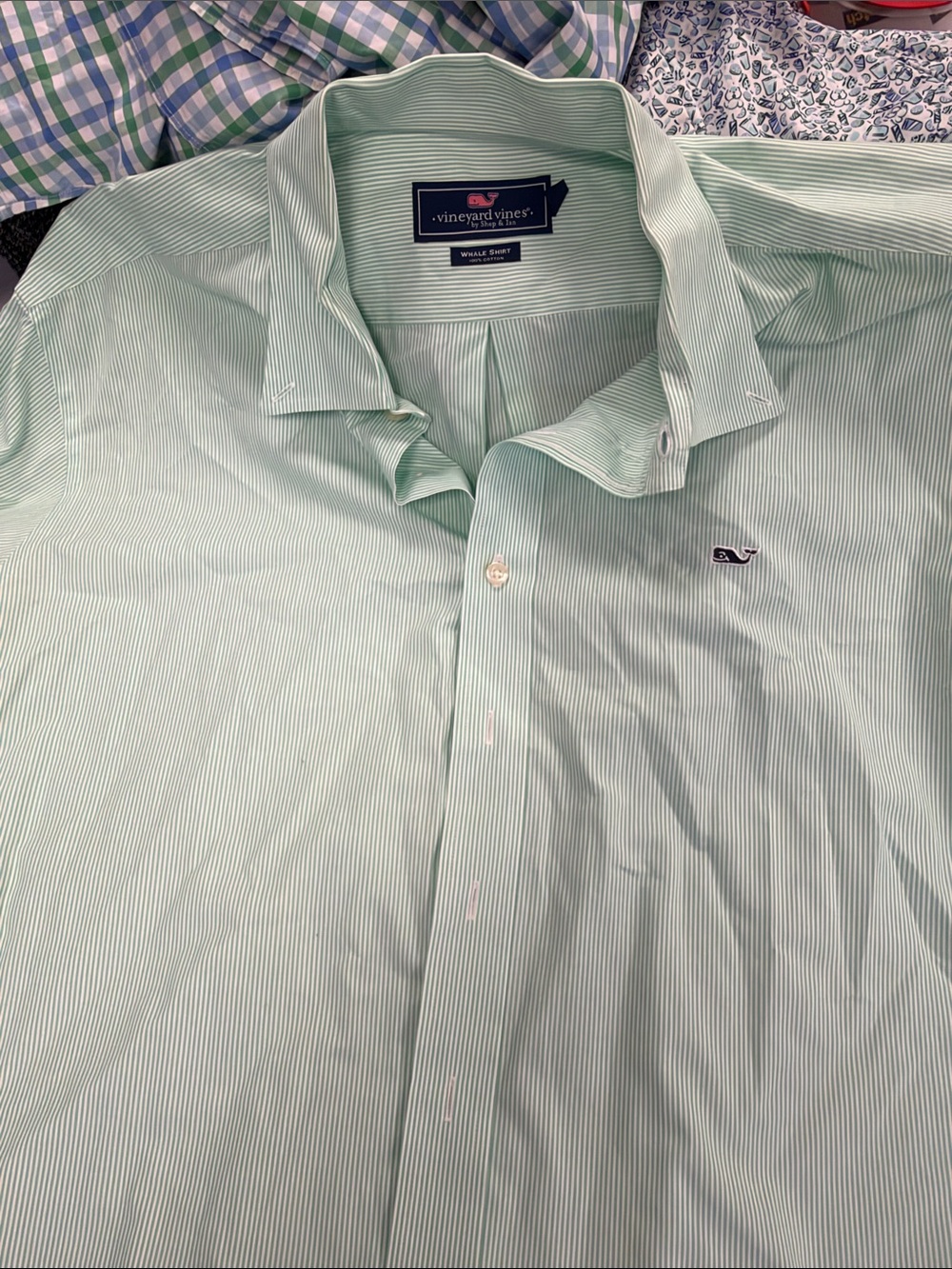 Vineyard Vines Men's Mint Green Thin-Striped Button-Down Shirt